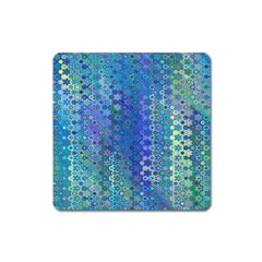 Boho Blue Wildflower Print Square Magnet by SpinnyChairDesigns