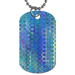 Boho Blue Wildflower Print Dog Tag (two Sides) by SpinnyChairDesigns