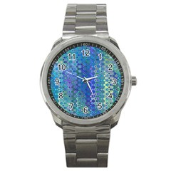 Boho Blue Wildflower Print Sport Metal Watch by SpinnyChairDesigns