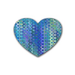 Boho Blue Wildflower Print Heart Coaster (4 Pack)  by SpinnyChairDesigns