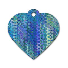 Boho Blue Wildflower Print Dog Tag Heart (one Side) by SpinnyChairDesigns