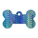 Boho Blue Wildflower Print Dog Tag Bone (One Side) Front