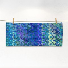 Boho Blue Wildflower Print Hand Towel by SpinnyChairDesigns