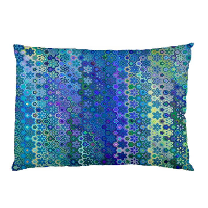 Boho Blue Wildflower Print Pillow Case