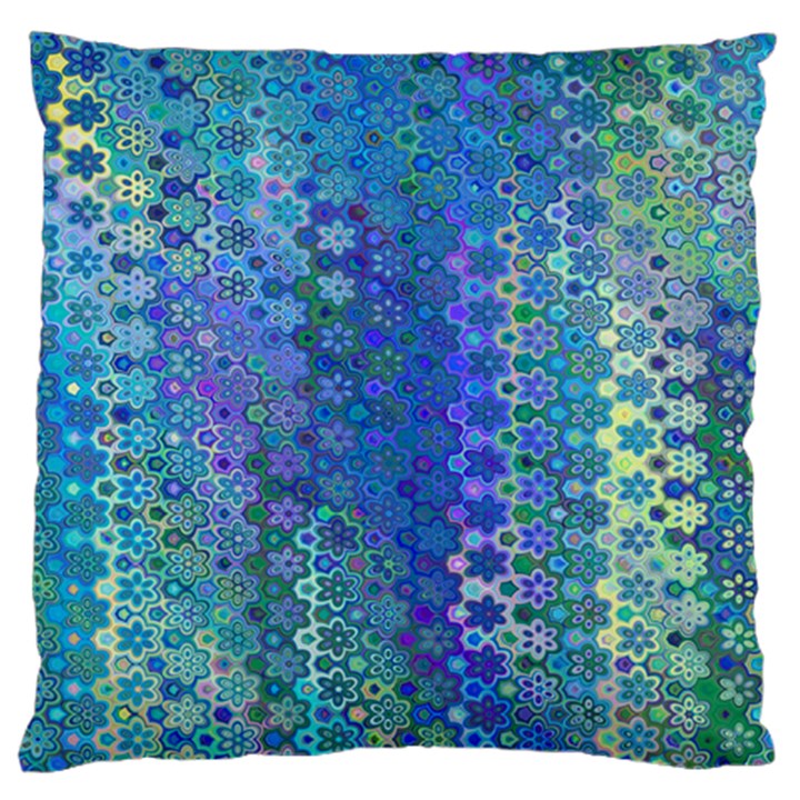 Boho Blue Wildflower Print Large Cushion Case (Two Sides)