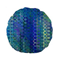 Boho Blue Wildflower Print Standard 15  Premium Round Cushions by SpinnyChairDesigns