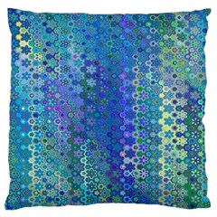 Boho Blue Wildflower Print Large Flano Cushion Case (two Sides) by SpinnyChairDesigns