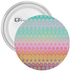 Boho Retro Pastel Floral Pattern 3  Buttons by SpinnyChairDesigns