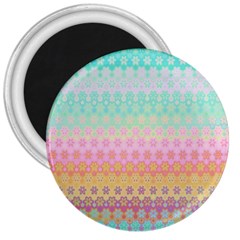 Boho Retro Pastel Floral Pattern 3  Magnets by SpinnyChairDesigns