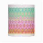 Boho Retro Pastel Floral Pattern White Mugs Center