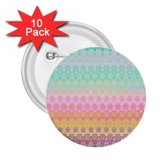 Boho Retro Pastel Floral Pattern 2 25  Buttons (10 Pack)  by SpinnyChairDesigns