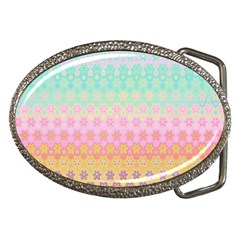 Boho Retro Pastel Floral Pattern Belt Buckles