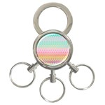 Boho Retro Pastel Floral Pattern 3-Ring Key Chain Front