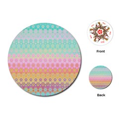 Boho Retro Pastel Floral Pattern Playing Cards Single Design (round) by SpinnyChairDesigns