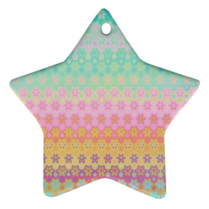 Boho Retro Pastel Floral Pattern Star Ornament (Two Sides)