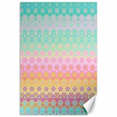 Boho Retro Pastel Floral Pattern Canvas 12  X 18  by SpinnyChairDesigns