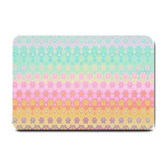 Boho Retro Pastel Floral Pattern Small Doormat  by SpinnyChairDesigns