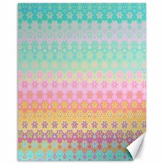 Boho Retro Pastel Floral Pattern Canvas 11  X 14  by SpinnyChairDesigns