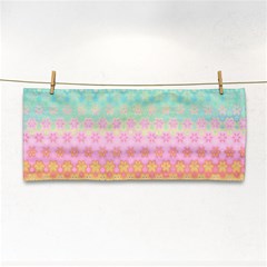 Boho Retro Pastel Floral Pattern Hand Towel by SpinnyChairDesigns