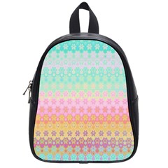 Boho Retro Pastel Floral Pattern School Bag (small) by SpinnyChairDesigns