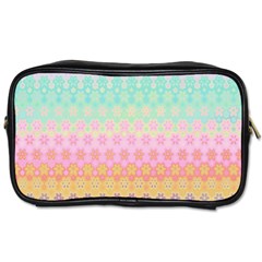 Boho Retro Pastel Floral Pattern Toiletries Bag (one Side) by SpinnyChairDesigns