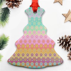 Boho Retro Pastel Floral Pattern Christmas Tree Ornament (two Sides) by SpinnyChairDesigns