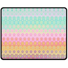 Boho Retro Pastel Floral Pattern Double Sided Fleece Blanket (medium)  by SpinnyChairDesigns