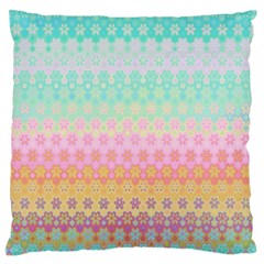 Boho Retro Pastel Floral Pattern Large Flano Cushion Case (one Side) by SpinnyChairDesigns