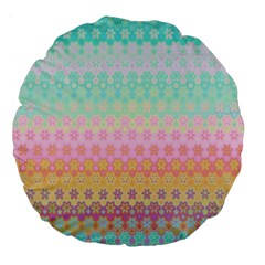 Boho Retro Pastel Floral Pattern Large 18  Premium Flano Round Cushions by SpinnyChairDesigns