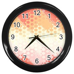 Abstract Floral Print Wall Clock (black) by SpinnyChairDesigns