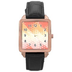 Abstract Floral Print Rose Gold Leather Watch  by SpinnyChairDesigns