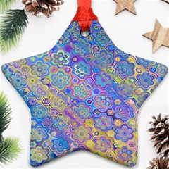 Boho Retro Wildflower Print Ornament (star) by SpinnyChairDesigns