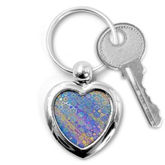 Boho Retro Wildflower Print Key Chain (heart) by SpinnyChairDesigns