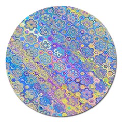 Boho Retro Wildflower Print Magnet 5  (round) by SpinnyChairDesigns