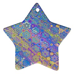 Boho Retro Wildflower Print Star Ornament (two Sides) by SpinnyChairDesigns