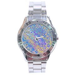 Boho Retro Wildflower Print Stainless Steel Analogue Watch by SpinnyChairDesigns