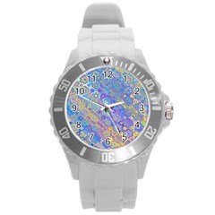 Boho Retro Wildflower Print Round Plastic Sport Watch (l) by SpinnyChairDesigns