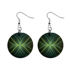 Abstract Green Stripes Mini Button Earrings by SpinnyChairDesigns