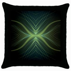 Abstract Green Stripes Throw Pillow Case (black) by SpinnyChairDesigns