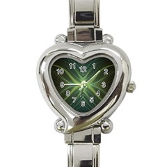 Abstract Green Stripes Heart Italian Charm Watch by SpinnyChairDesigns