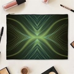 Abstract Green Stripes Cosmetic Bag (xl) by SpinnyChairDesigns