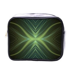 Abstract Green Stripes Mini Toiletries Bag (one Side) by SpinnyChairDesigns