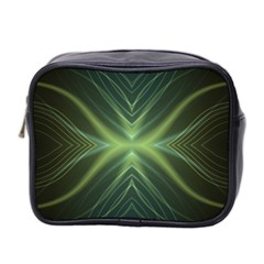 Abstract Green Stripes Mini Toiletries Bag (two Sides) by SpinnyChairDesigns