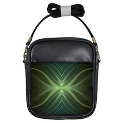 Abstract Green Stripes Girls Sling Bag by SpinnyChairDesigns