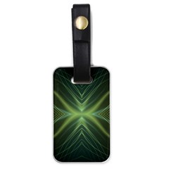 Abstract Green Stripes Luggage Tag (one Side) by SpinnyChairDesigns