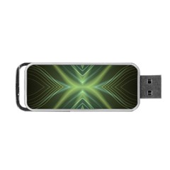 Abstract Green Stripes Portable Usb Flash (one Side) by SpinnyChairDesigns