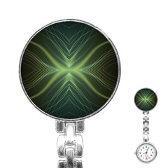 Abstract Green Stripes Stainless Steel Nurses Watch