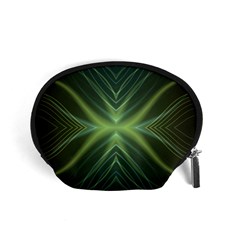 Abstract Green Stripes Accessory Pouch (small) by SpinnyChairDesigns