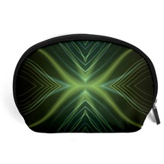 Abstract Green Stripes Accessory Pouch (large) by SpinnyChairDesigns