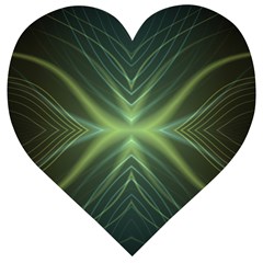 Abstract Green Stripes Wooden Puzzle Heart by SpinnyChairDesigns